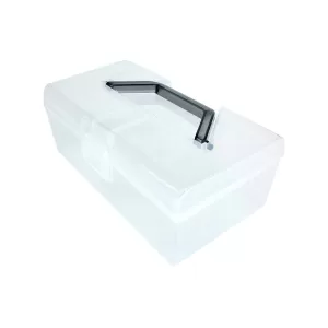 CAJA TRANSPARENTE MULTIUSOS CON ASA NEGRA