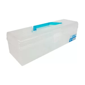 CAJA MULTIUSOS ALARGADA CON ASA CELESTE