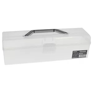 CAJA TRANSPARENTE MULTIUSOS ALARGADA CON ASA NEGRA