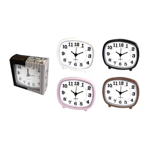 RELOJ CON ALARMA, NEGRO, BLANCO, ROSADO Y MARRON