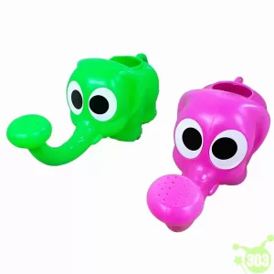 REGADERA DE JARDIN EN FORMA DE ELEFANTE COLOR VERDE Y FUCSIA