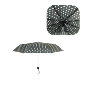 PARAGUAS PLEGABLE NEGRO CON PUNTOS BLANCOS